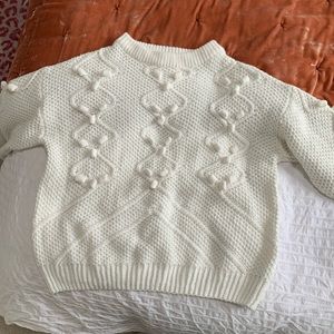 Zara ivory cream kids sweater with Pom poms 13-14